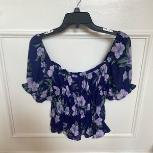 Off the shoulder purple floral top